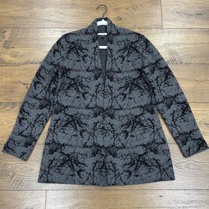 Eileen Fisher‎ Cardigan Sweater Womens Small Wool Blend Grey Black Pockets Open